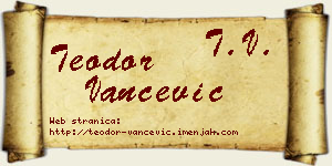 Teodor Vančević vizit kartica